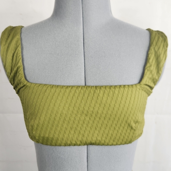 Fella Australian Vacation Textured Ribbed High Waisted Bikini Set Olive Green M - Picture 8 of 16